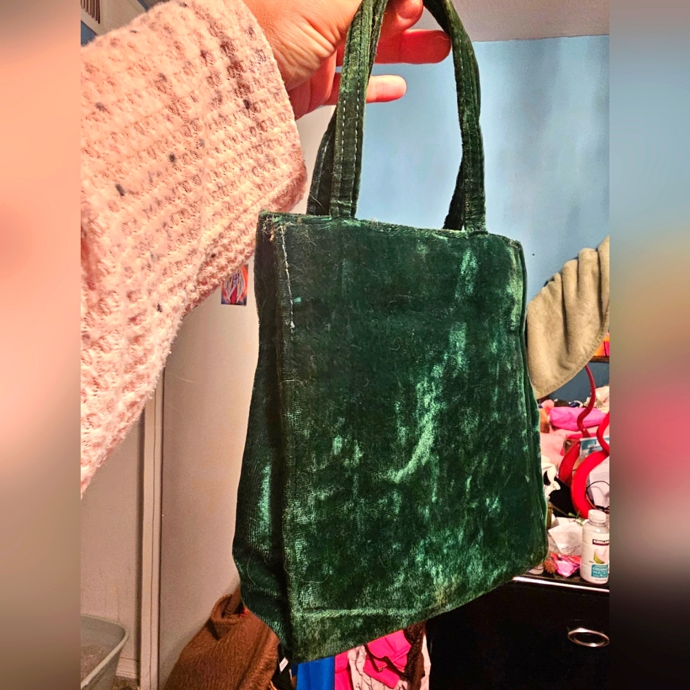 Vintage Green Velvet HandBag Purse